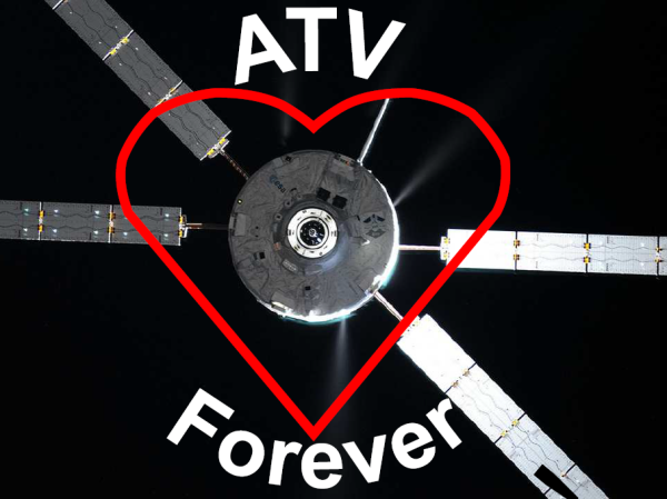 ATV5 re-entry coincided with Valentines weekend. A lovely way to say goodbye don't you think? (ESA)